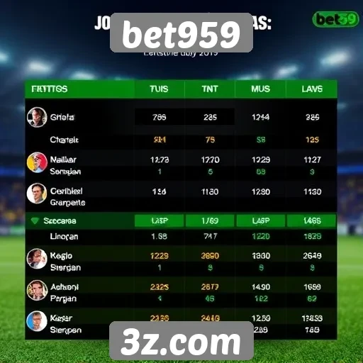 Estatísticas de jogadores no bet959